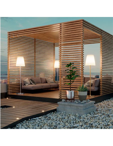 Lámpara de pie LED para exterior LOLA SLIM 180, con cable yute de luz fría y cálida, rosa o dorado