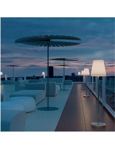 Lampadaire d'extérieur LED LOLA SLIM 180, avec câble en jute pour une lumière froide et chaude, rose ou doré