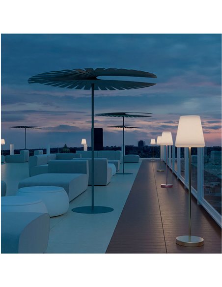 Lámpara de pie LED para exterior LOLA SLIM 180, con cable yute de luz fría y cálida, rosa o dorado