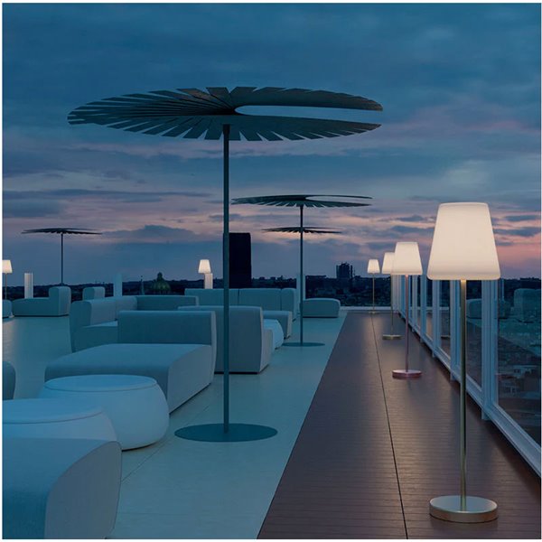 Lámpara de pie LED para exterior LOLA SLIM 180, con cable yute de luz fría y cálida, rosa o dorado