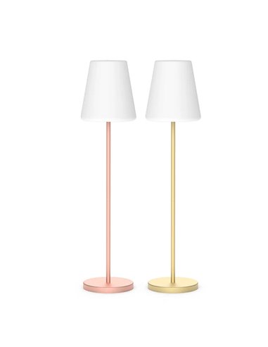 Lampadaire d'extérieur LED LOLA SLIM 180, avec câble en jute pour une lumière froide et chaude, rose ou doré