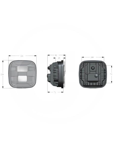 Medidas Faro LED John Deere AL178138 para Serie 6030 y 7030 | 12/24V | Luz de cruce, carretera y posición Homologado