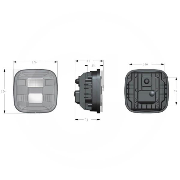 Medidas Faro LED John Deere AL178138 para Serie 6030 y 7030 | 12/24V | Luz de cruce, carretera y posición Homologado