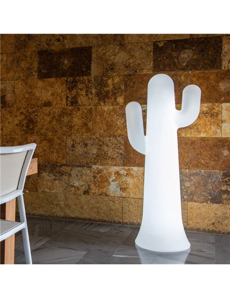 Lámpara de pie LED en forma de cactus PANCHO 140, blanco con cable para exterior, luz fría o cálida