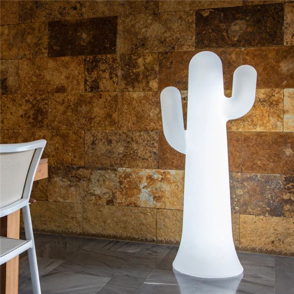Lámpara de pie LED en forma de cactus PANCHO 140, blanco con cable para exterior, luz fría o cálida