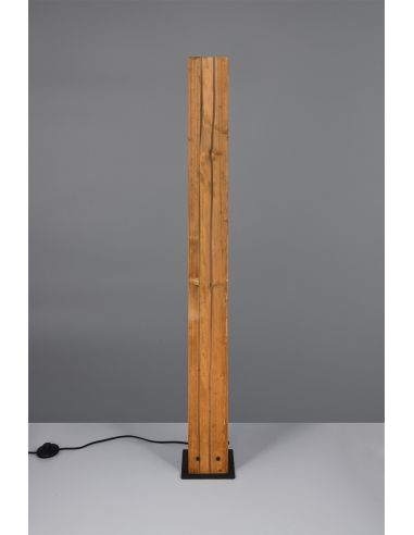 Lámpara de pie de madera natural KARUNI E27 121cm estilo rústico moderno 463300330 con cable e interruptor