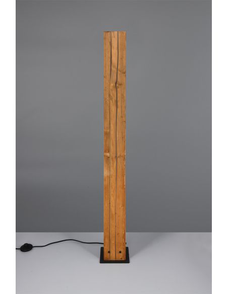 Lámpara de pie de madera natural KARUNI E27 121cm estilo rústico moderno 463300330 con cable e interruptor
