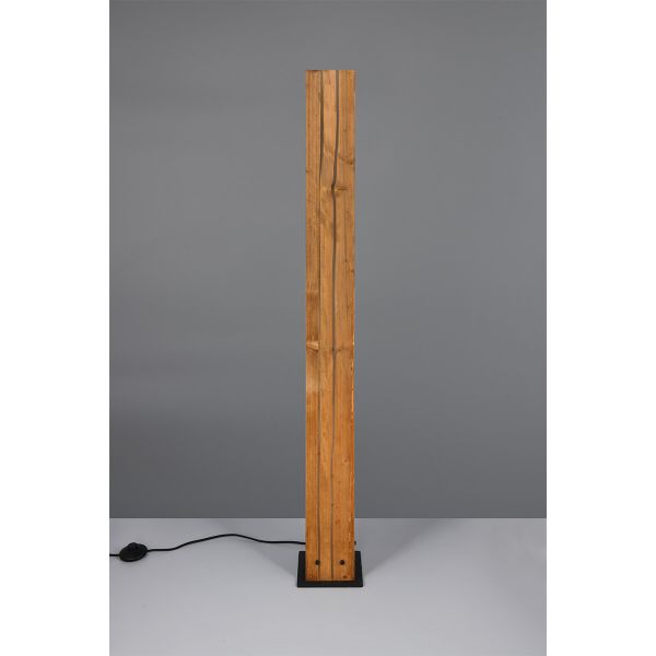 Lámpara de pie de madera natural KARUNI E27 121cm estilo rústico moderno 463300330 con cable e interruptor