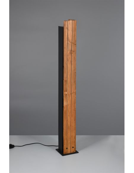 Luminária de chão KARUNI E27 de madeira natural de 121 cm em estilo rústico moderno 463300330 com cabo e interruptor