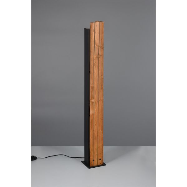 Lámpara de pie de madera natural KARUNI E27 121cm estilo rústico moderno 463300330 con cable e interruptor