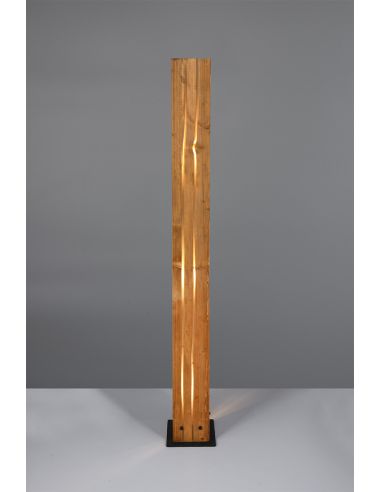 Lámpara de pie de madera natural KARUNI E27 121cm estilo rústico moderno 463300330 con cable e interruptor