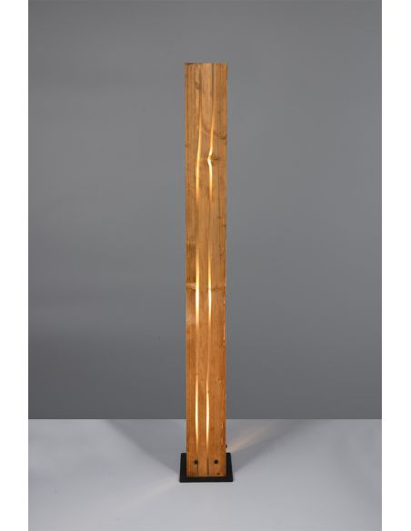 Lámpara de pie de madera natural KARUNI E27 121cm estilo rústico moderno 463300330 con cable e interruptor