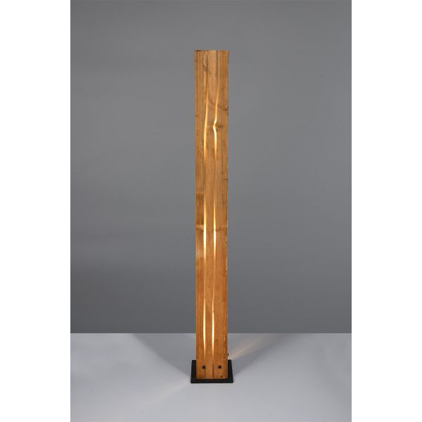 Lámpara de pie de madera natural KARUNI E27 121cm estilo rústico moderno 463300330 con cable e interruptor