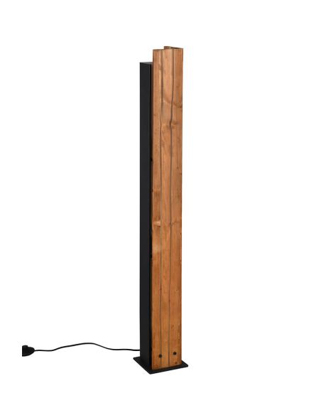 Lámpara de pie de madera natural KARUNI E27 121cm estilo rústico moderno 463300330 con cable e interruptor