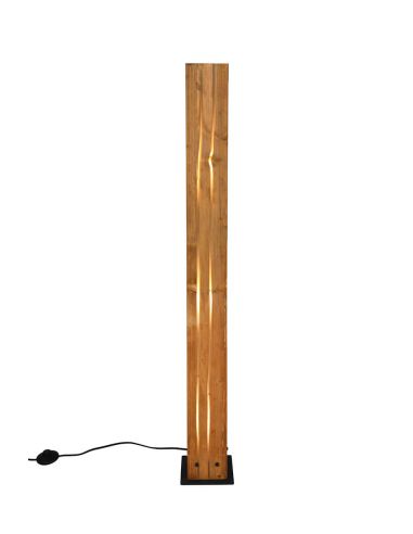 Luminária de chão KARUNI E27 de madeira natural de 121 cm em estilo rústico moderno 463300330 com cabo e interruptor