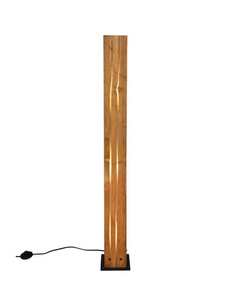 Luminária de chão KARUNI E27 de madeira natural de 121 cm em estilo rústico moderno 463300330 com cabo e interruptor