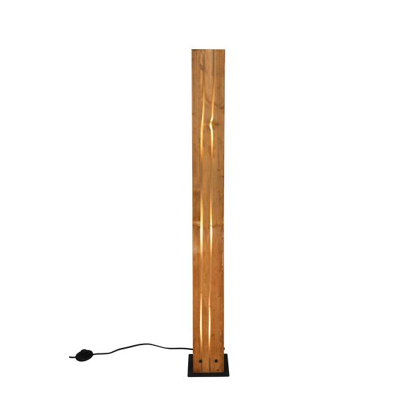 Lámpara de pie de madera natural KARUNI E27 121cm estilo rústico moderno 463300330 con cable e interruptor