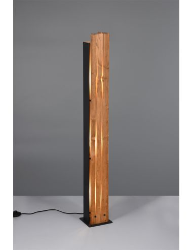 Lámpara de pie de madera natural KARUNI E27 121cm estilo rústico moderno 463300330 con cable e interruptor