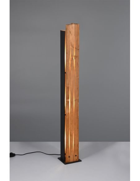 Lámpara de pie de madera natural KARUNI E27 121cm estilo rústico moderno 463300330 con cable e interruptor