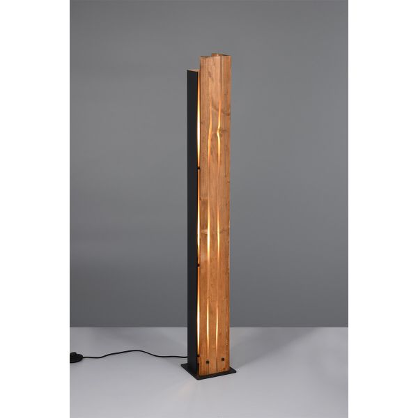 Lámpara de pie de madera natural KARUNI E27 121cm estilo rústico moderno 463300330 con cable e interruptor