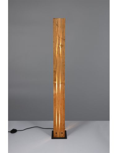 Lámpara de pie de madera natural KARUNI E27 121cm estilo rústico moderno 463300330 con cable e interruptor