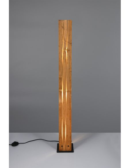 Lámpara de pie de madera natural KARUNI E27 121cm estilo rústico moderno 463300330 con cable e interruptor