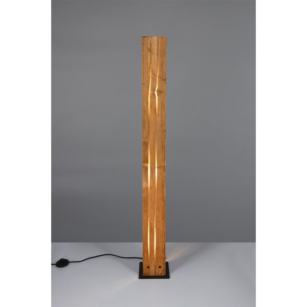 Lámpara de pie de madera natural KARUNI E27 121cm estilo rústico moderno 463300330 con cable e interruptor
