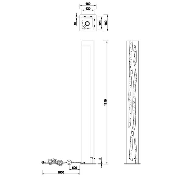 Dimensiones Lámpara de pie de madera natural KARUNI E27 121cm estilo rústico moderno 463300330 con cable e interruptor