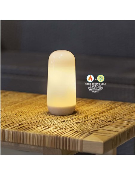 Bombilla LED portátil con base imantada y mando CANDY, recargable, luz cálida y efecto llama