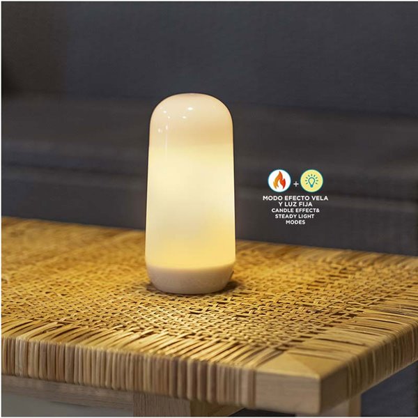 Lâmpada LED portátil com base magnética e controle remoto CANDY, recarregável, luz quente e efeito de chama