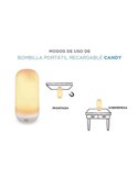Lâmpada LED portátil com base magnética e controle remoto CANDY, recarregável, luz quente e efeito de chama