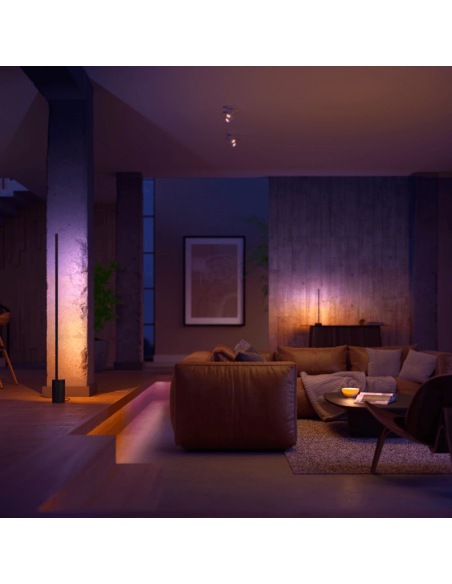 Lámpara de pie LED negra inteligente Gradient Signe ambiente Philips Hue