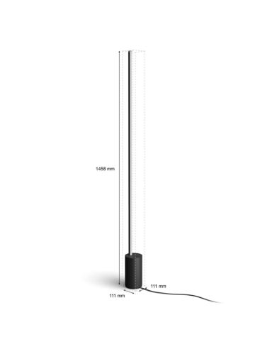 Lámpara de pie LED negra inteligente Gradient Signe embalaje Philips Hue medidas