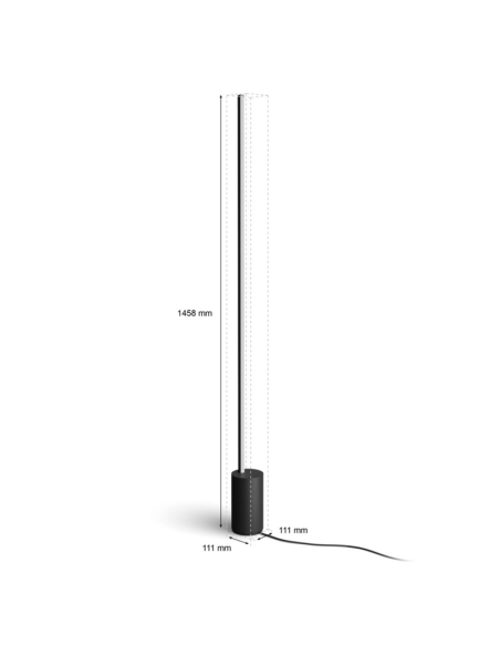 Lámpara de pie LED negra inteligente Gradient Signe embalaje Philips Hue medidas