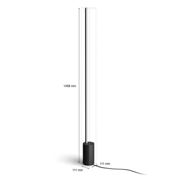 Lámpara de pie LED negra inteligente Gradient Signe embalaje Philips Hue medidas