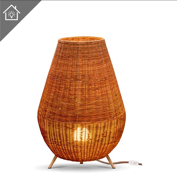 Lámpara decorativa LED SAONA 70, interior e exterior, de fibras naturales, regulable en color e intensidad