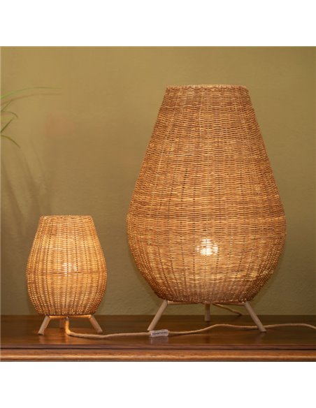 Lámpara decorativa LED SAONA 70, interior e exterior, de fibras naturales, regulable en color e intensidad