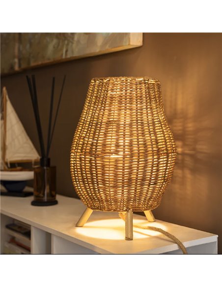 Lámpara de sobremesa LED para interior SAONA 30 con cable yute, sin bombilla
