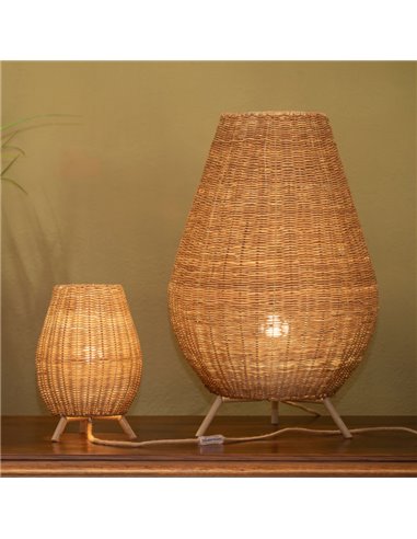 Candeeiro de mesa interior SAONA 30 LED com cabo de juta, sem lâmpada