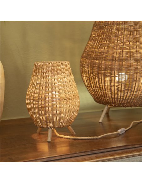 Candeeiro de mesa interior SAONA 30 LED com cabo de juta, sem lâmpada