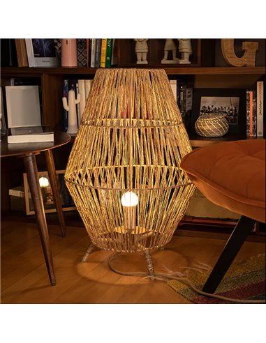 Lámpara de sobremesa/suelo LED de fibra natural SISINE 70, uso interior, E27 (no incl.), Ø45x72 cm