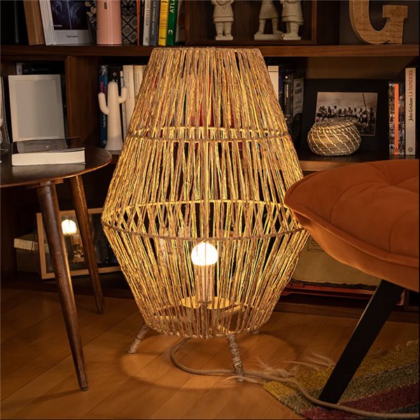 Lámpara de sobremesa/suelo LED de fibra natural SISINE 70, uso interior, E27 (no incl.), Ø45x72 cm