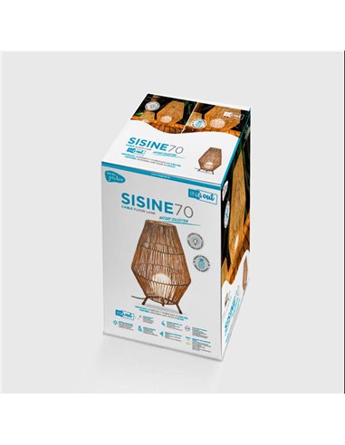 Lámpara de sobremesa/suelo LED de fibra natural SISINE 70, uso interior, E27 (no incl.), Ø45x72 cm