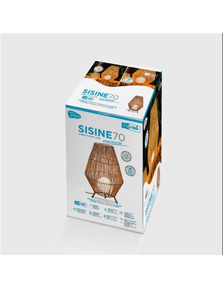 Lampe de table/lampe de sol LED en fibre naturelle SISINE 70, usage intérieur, E27 (non incluse), Ø45x72 cm