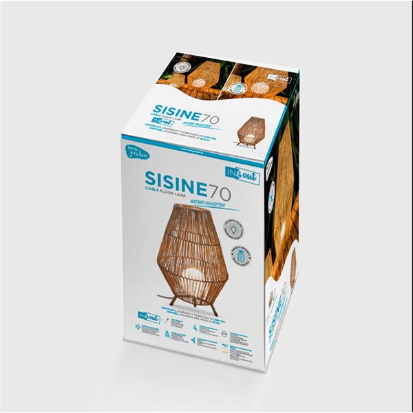 Lámpara de sobremesa/suelo LED de fibra natural SISINE 70, uso interior, E27 (no incl.), Ø45x72 cm