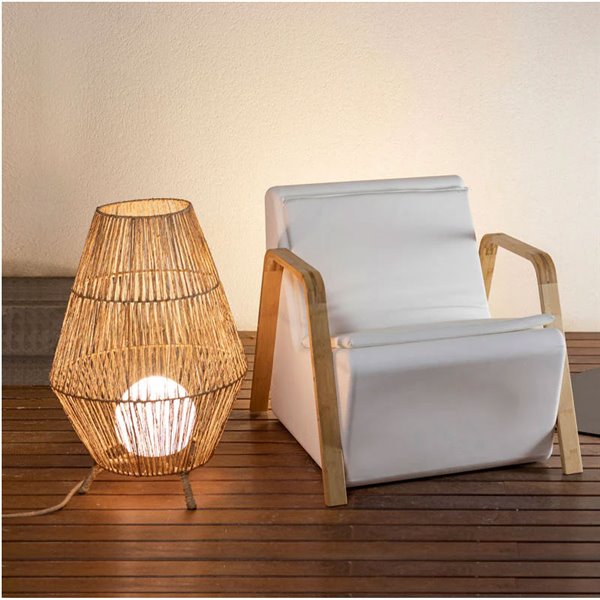 Lámpara de sobremesa/suelo LED de fibra natural SISINE 70, uso interior, E27 (no incl.), Ø45x72 cm