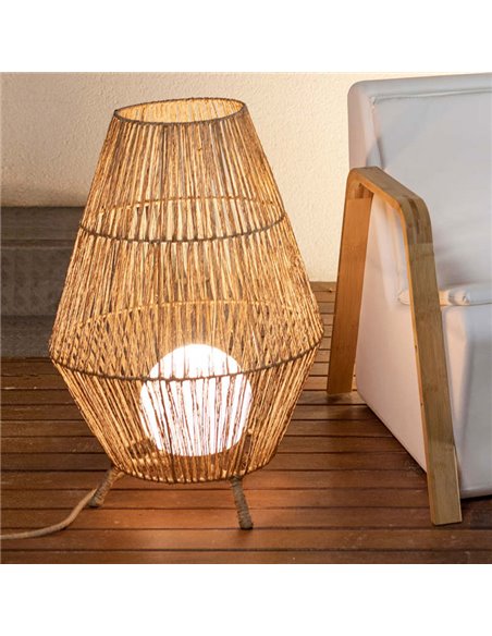 Luminária de mesa/piso LED SISINE 70 de fibra natural, uso interno, E27 (não incl.), Ø45x72 cm