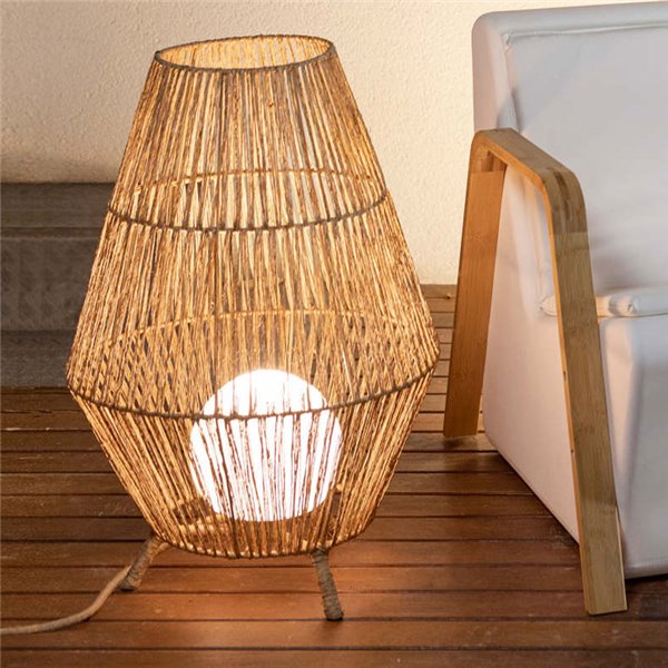 Lámpara de sobremesa/suelo LED de fibra natural SISINE 70, uso interior, E27 (no incl.), Ø45x72 cm