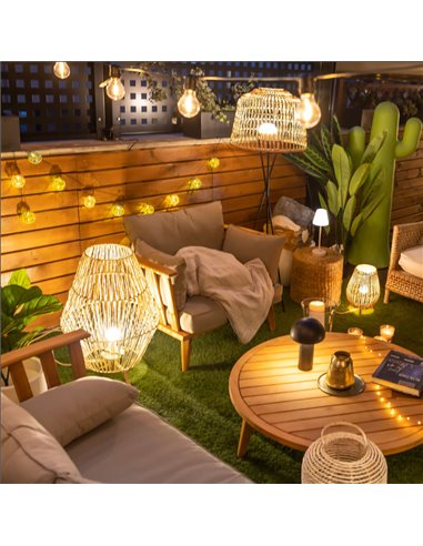 Lámpara de sobremesa/suelo LED de fibra natural SISINE 70, uso interior, E27 (no incl.), Ø45x72 cm