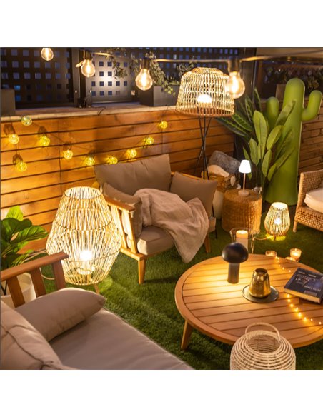 Luminária de mesa/piso LED SISINE 70 de fibra natural, uso interno, E27 (não incl.), Ø45x72 cm